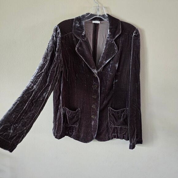J. Jill Women's Velvet Blazer Size Medium Brown Silk Blend Whimsigoth Preppy - Picture 2 of 11